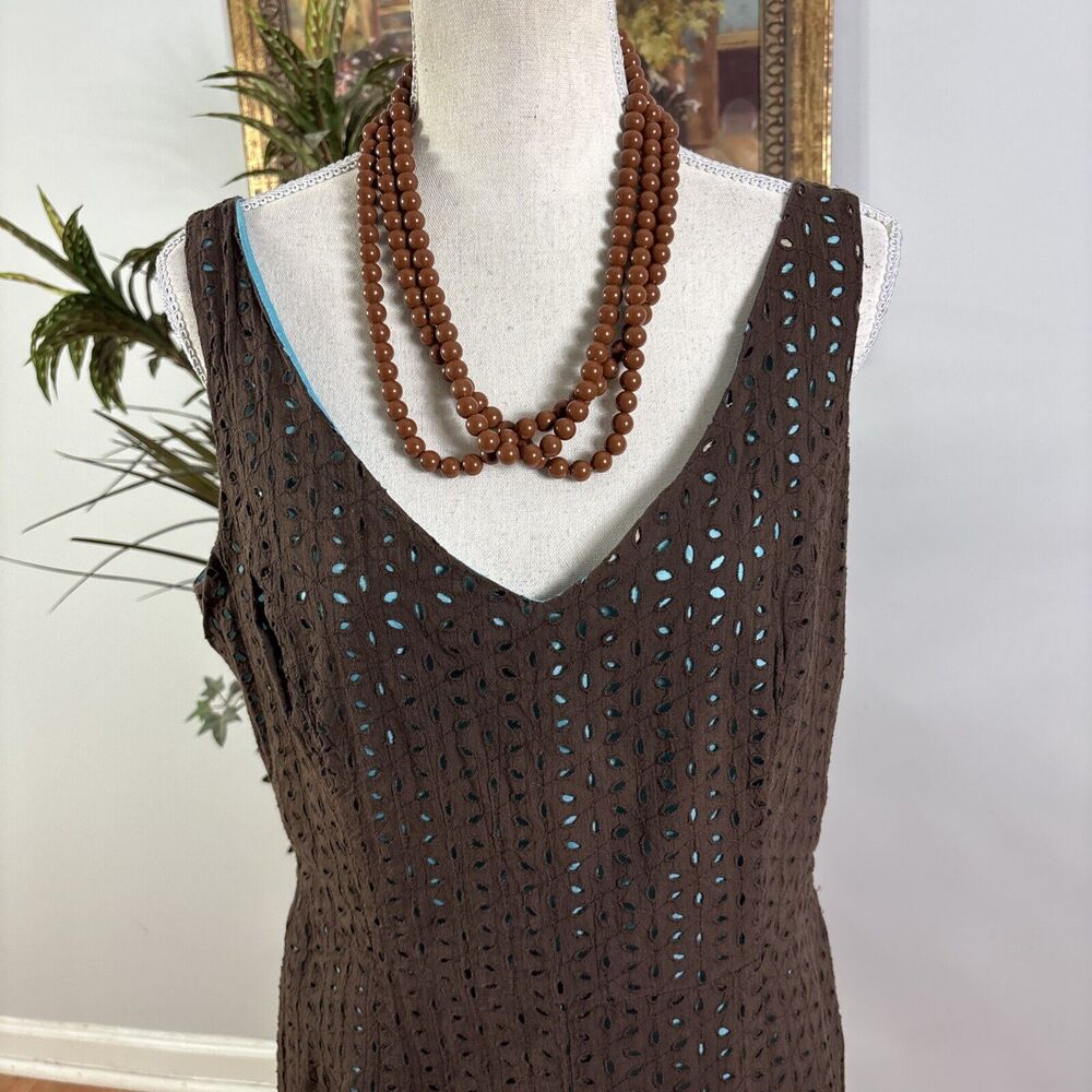 Gabriella Skye New York Dress Womens Size 12 Brown Eyelet Sleeveless Lined - Picture 3 of 10